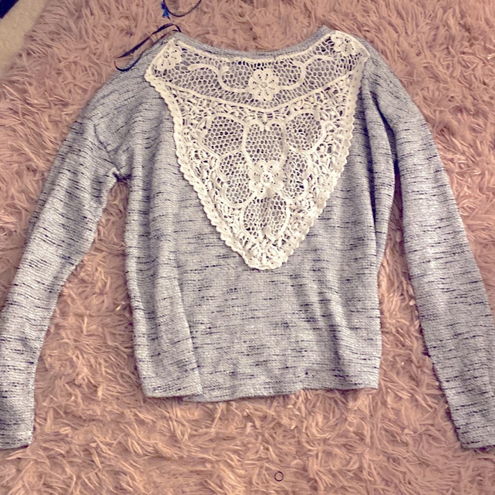Gray sweater with Lacey back
